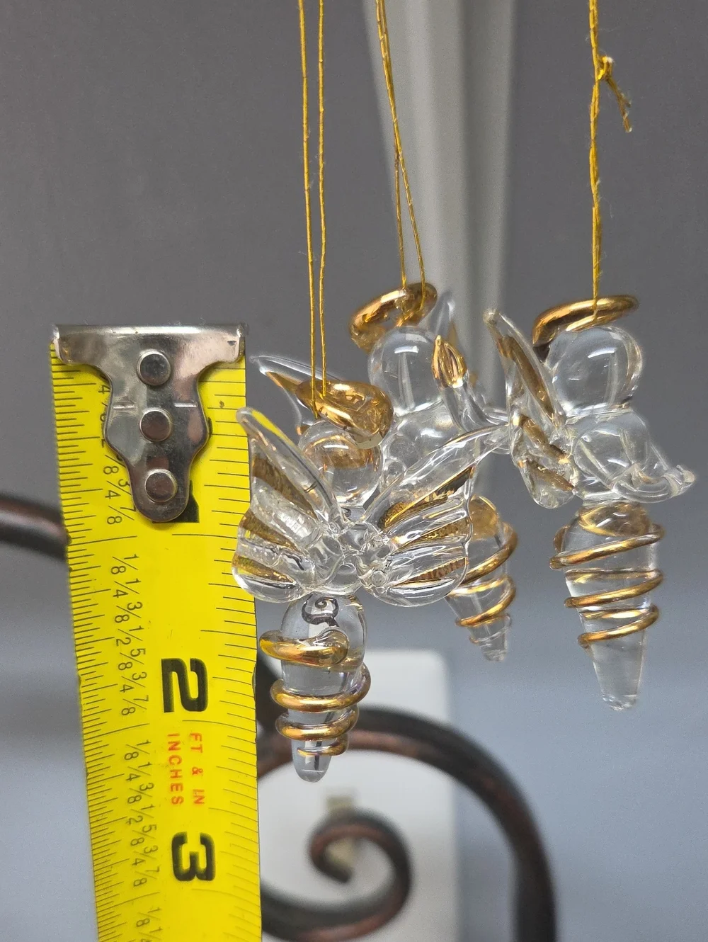 Set of 3 Vintage Hand Blown Glass Angel Ornaments